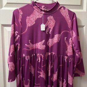 Purple and Pink Tiger Print Women's Top